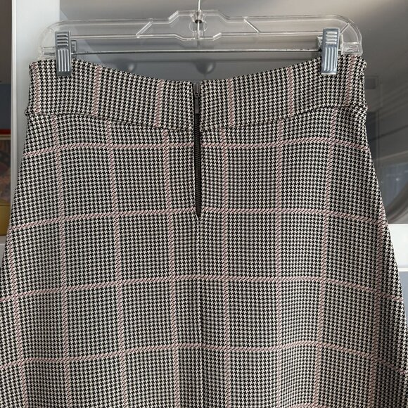 Paola Bernardi Houndstooth Plaid Knit Midi A-Line Skirt Front Slit - Picture 5 of 5